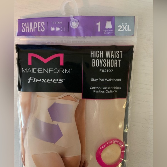 NWT Maidenform Woman's Flexees Cool Comfort Firm Hi Waist Boyshort Nude Size 2X - Picture 9 of 10